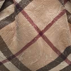 Pre Owned Burberry Beige/Metallic Embossed Nova Check Coated Canvas and Leather Brooklyn Hobo