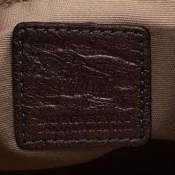 Pre Owned Burberry Beige/Metallic Embossed Nova Check Coated Canvas and Leather Brooklyn Hobo