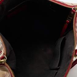 Pre Owned حقيبة يد توتس بربري سالزبوري هايماركت جلد وبي في سي كاروهات بيج / ذهبي صغيرة 