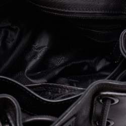 Pre Owned Burberry Black Leather Warrior Drawstring Hobo