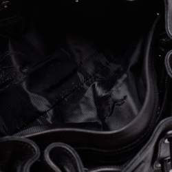 Pre Owned Burberry Black Leather Warrior Drawstring Hobo