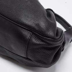 Pre Owned Burberry Black Leather Warrior Drawstring Hobo