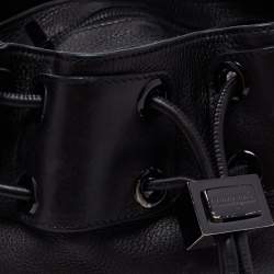 Pre Owned Burberry Black Leather Warrior Drawstring Hobo