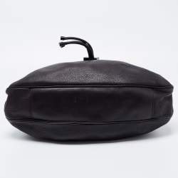 Pre Owned Burberry Black Leather Warrior Drawstring Hobo