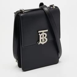 Pre Owned Burberry Black Leather Robin Crossbody Bag