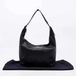 Pre Owned Burberry Black Pebbled Leather Hobo