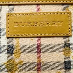 Burberry Beige/Yellow Haymarket Check Coated Canvas and Leather Studded Special Edition Canterbury Tote