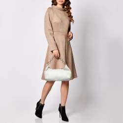 Pre Owned Burberry White Check Leather Shoulder Bag