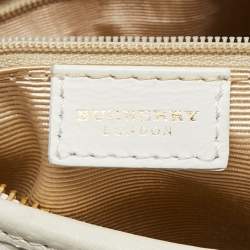 Pre Owned Burberry White Check Leather Shoulder Bag