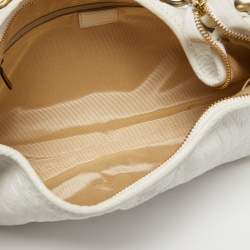 Pre Owned Burberry White Check Leather Shoulder Bag