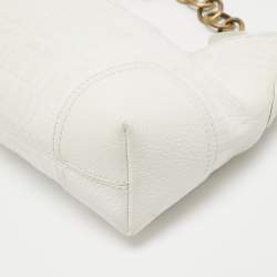 Pre Owned Burberry White Check Leather Shoulder Bag