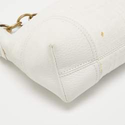 Pre Owned Burberry White Check Leather Shoulder Bag