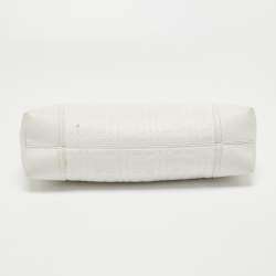 Pre Owned Burberry White Check Leather Shoulder Bag