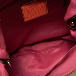 Pre Owned Coach Beige/Brown Op Art Canvas and Patent Leather Madison Julianne Shoulder Bag