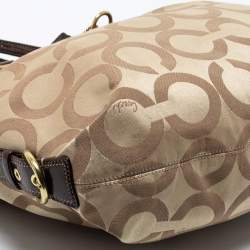 Pre Owned Coach Beige/Brown Op Art Canvas and Patent Leather Madison Julianne Shoulder Bag