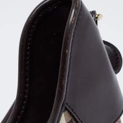 Pre Owned Burberry Brown/Beige Haymarket Check PVC and Leather Brooklyn Hobo
