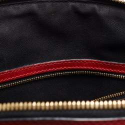 Pre Owned Burberry Red/Beige Horseferry Check Canvas and Leather Small Orchard Bowler Bag