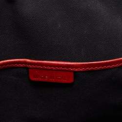 Pre Owned Burberry Red/Beige Horseferry Check Canvas and Leather Small Orchard Bowler Bag