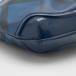 Pre Owned Burberry Blue Nova Pop Check PVC and Patent Leather Craigwell Hobo