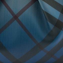 Pre Owned Burberry Blue Nova Pop Check PVC and Patent Leather Craigwell Hobo