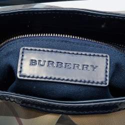 Pre Owned Burberry Blue Nova Pop Check PVC and Patent Leather Craigwell Hobo