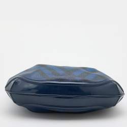 Pre Owned Burberry Blue Nova Pop Check PVC and Patent Leather Craigwell Hobo