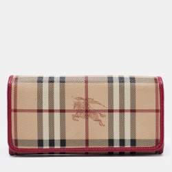 Burberry Fuchsia/Beige Haymarket Check Coated Canvas and Leather