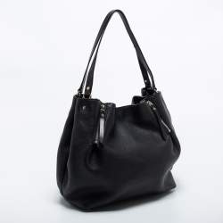 Pre Owned Burberry Black Grained Leather Medium Maidstone Tote