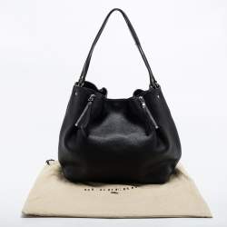 Pre Owned Burberry Black Grained Leather Medium Maidstone Tote