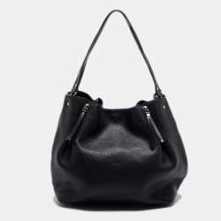 Pre Owned Burberry Black Grained Leather Medium Maidstone Tote