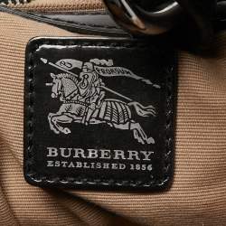 Pre Owned Burberry Black/Beige Nova Check Coated Canvas and Leather Barton Hobo