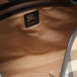 Pre Owned Burberry Black/Beige Nova Check Coated Canvas and Leather Barton Hobo