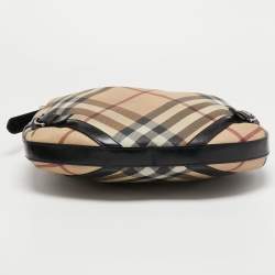 Pre Owned Burberry Black/Beige Nova Check Coated Canvas and Leather Barton Hobo