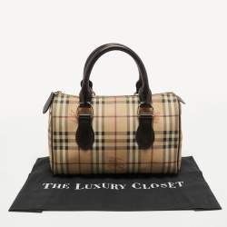 Pre Owned Burberry Brown/Beige Haymarket Check PVC Small Chester Bowling Bag