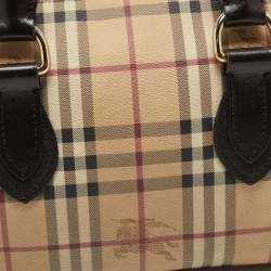 Pre Owned Burberry Brown/Beige Haymarket Check PVC Small Chester Bowling Bag