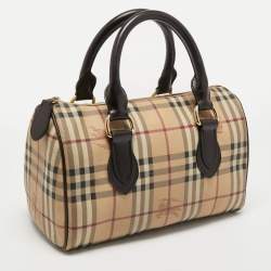 Pre Owned Burberry Brown/Beige Haymarket Check PVC Small Chester Bowling Bag