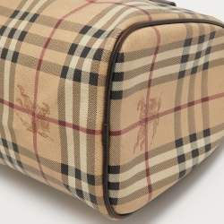 Pre Owned Burberry Brown/Beige Haymarket Check PVC Small Chester Bowling Bag