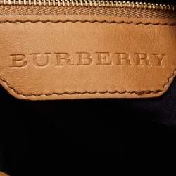 Pre Owned Burberry Beige House Check Canvas and Leather Large Parsons Hobo
