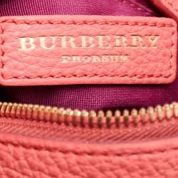 Pre Owned Burberry Prorsum Pink Haymarket Check Coated Canvas and Leather Mini Bee Bag