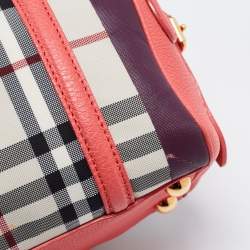 Pre Owned Burberry Prorsum Pink Haymarket Check Coated Canvas and Leather Mini Bee Bag