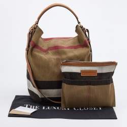 Pre Owned Burberry Multicolor Mega Check Canvas and Leather Medium Ashby Hobo