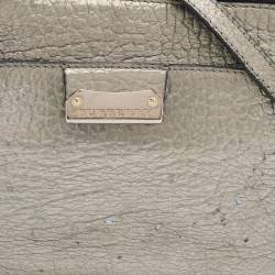 Pre Owned Burberry Silver Leather Crossbody Bag