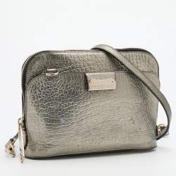 Pre Owned Burberry Silver Leather Crossbody Bag