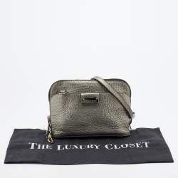 Pre Owned Burberry Silver Leather Crossbody Bag