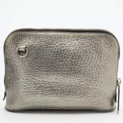 Pre Owned Burberry Silver Leather Crossbody Bag