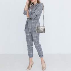 Pre Owned Burberry Silver Leather Crossbody Bag