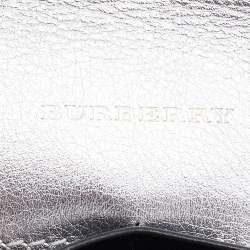 Pre Owned Burberry Beige/Silver Haymarket Canvas and Leather Envelope Flap Wallet