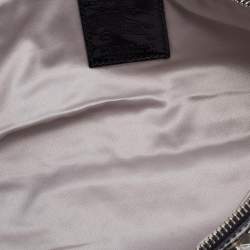 Pre Owned Burberry Off White/Black Fabric and Croc Embossed Patent Leather Embellished Wristlet Clutch