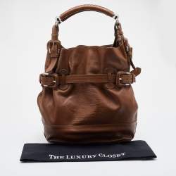 Pre Owned Burberry Brown Leather Hobo