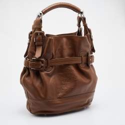 Pre Owned Burberry Brown Leather Hobo